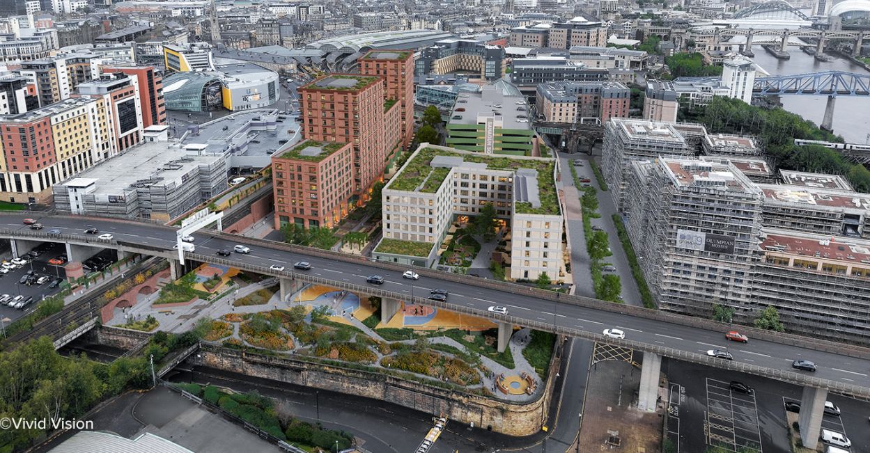 CGI rendering of the Forth Goods Yard public realm and regeneration area